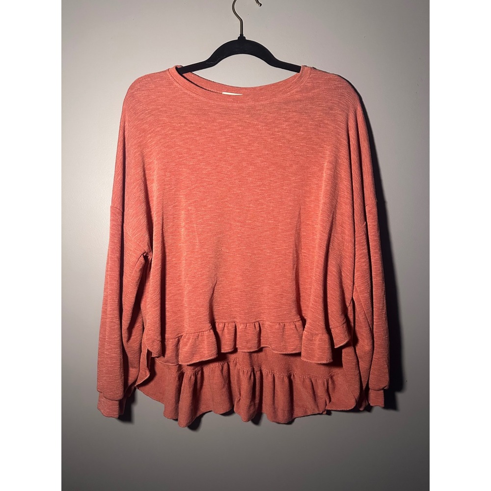 Hailey & Co Womens Terracotta Ruffle Hem Top Small LT6220A